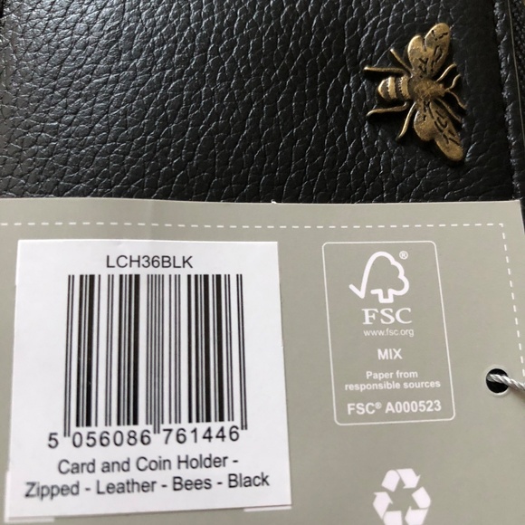 NEW BLACK BEE ZIP AROUND COIN & CARD HOLDER - Picture 3 of 3